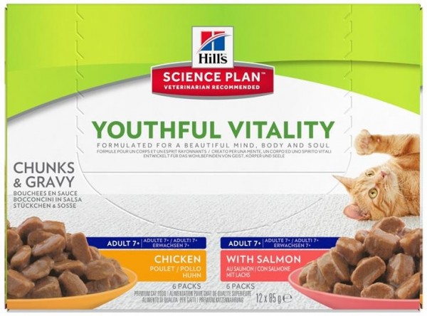 Hills Science Plan Katze Senior Vital - 6 x Huhn & 6 x Lachs Multipack