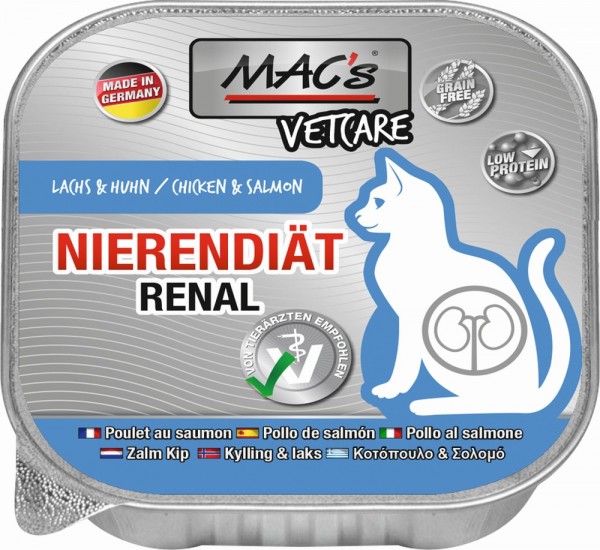 MACs Cat Vetcare Lachs Huhn Nierendiät - 100g Schale