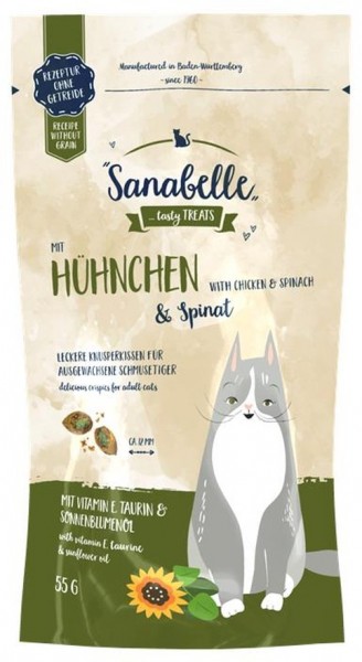 Sanabelle Knusperkissen Huhn & Spinat 55g