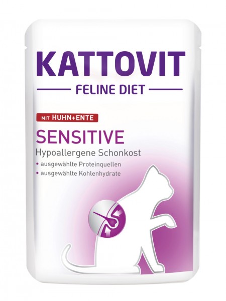 Kattovit Feline Diet - Sensitive mit Huhn & Ente - 85g Frischebeutel