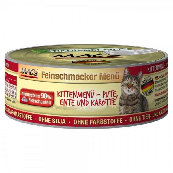 *** MACs Cat Kitten Ente, Pute & Karotten - 100g Dose [*** AUSLAUFARTIKEL]