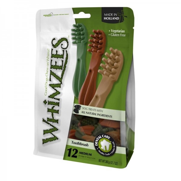 Whimzees Toothbrush/Zahnbürste M 360g / 12 Stück