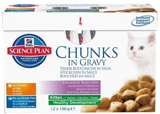 Hills Science Plan Katze Kitten - 6 x Huhn & 6 x Seefisch je 100g Multipack