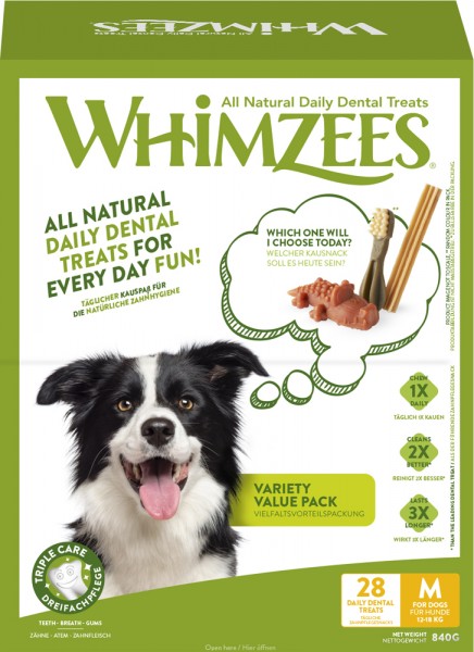 Whimzees® Dog Snack Variety Box Gr. M (28 Teile)
