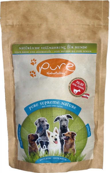 PURE Naturfutter Supreme Natur Ente & Lachs Hundetrockenf