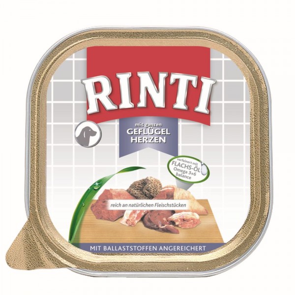 *** Rinti Kennerfleisch mit Geflügelherzen - 300g Schale [*** AUSLAUFARTIKEL]