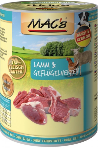 MACs Dog Lamm, Geflügel & Herz - 400g Dose