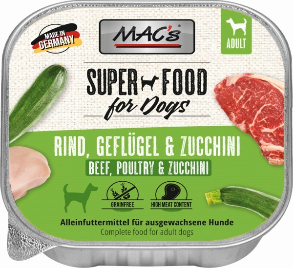 MACs Dog Rind, Geflügel & Zucchini - 150g Schale