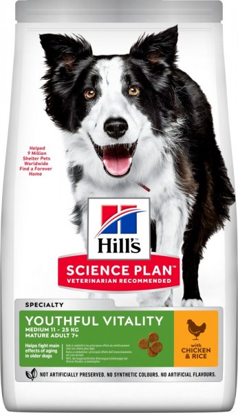 Hills Science Plan Hund Mature Adult 7+ Youthful Vitality Medium - 14kg Sack