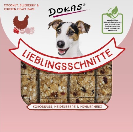 Dokas Snack Die Lieblingsschnitte - Kokosnuss, Heidelbeer & Hühnerherz - 80g