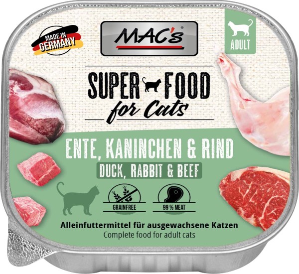 MACs Cat Adult Ente, Kaninchen & Rind - 100g Schale