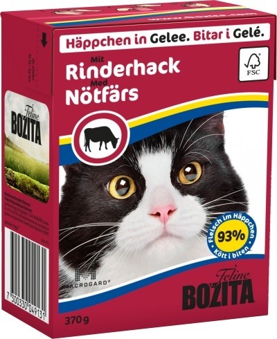 Bozita Cat Tetra Recard Häppchen in Gelee Rinderhack 370g