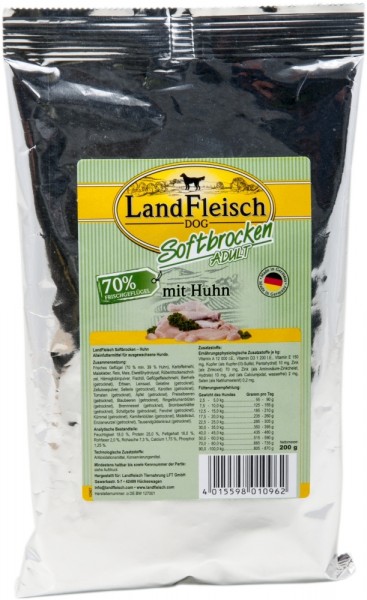 LandFleisch Dog Softbrocken mit Huhn, 200g Beutel