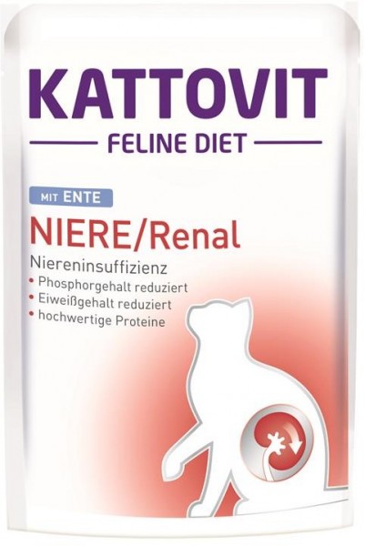 Kattovit Feline Diet - Niere/Renal mit Ente - 85g Frischebeutel
