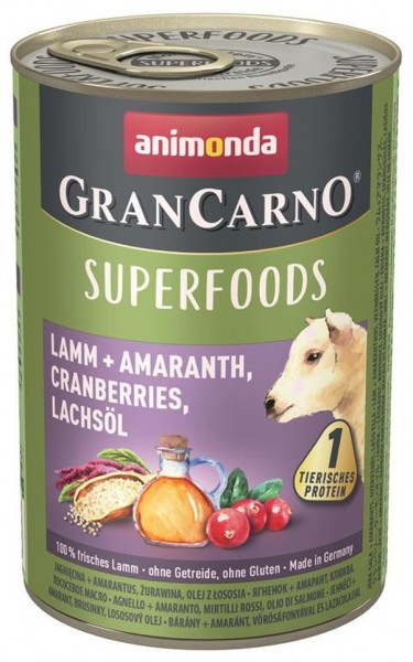 Animonda GranCarno Dog - Dose Adult Superfood Lamm & Amaranth 400g