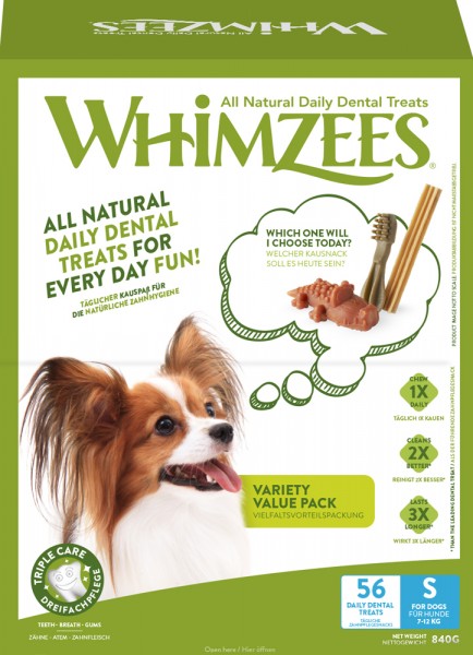 Whimzees Dog Snack Variety Value Box S (56 Treats)