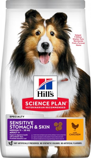 Hills Science Plan Hund Adult Sensitive Stomach & Skin Medium - 14kg Sack