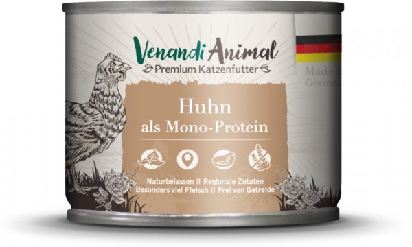 Venandi Animal Premium Katzennassfutter mit Huhn als Monoprotein 200g Dose