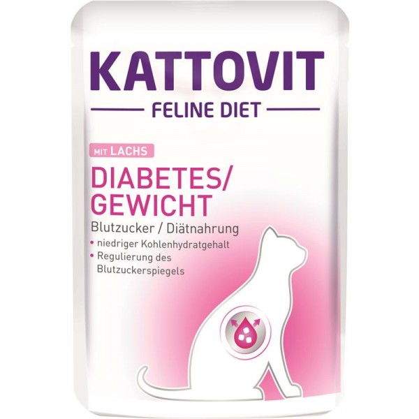 Kattovit Feline Diet - Diabetes / Gewicht mit Lachs - 85g Frischebutel