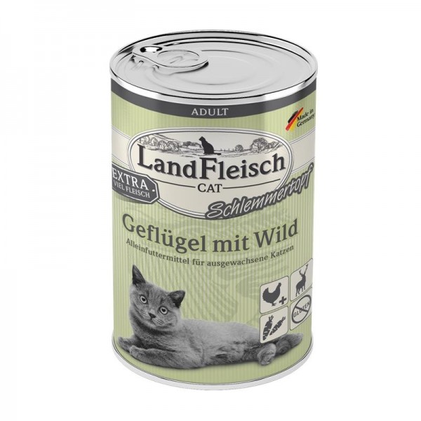 LandFleisch Cat Adult Schlemmertopf mit Geflügel & Wild, 400g Dose