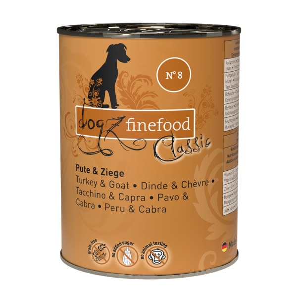 Pets Nature Dogz finefood No. 8 Pute & Ziege 400g Dose [*** AUSLAUFARTIKEL ***]