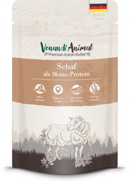 Venandi Animal Premium Katzennassfutter mit Schaf als Monoprotein 125g Frischebeutel