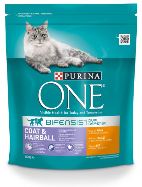 Purina ONE BIFENSIS Coat & Hairball reich an Huhn 800g