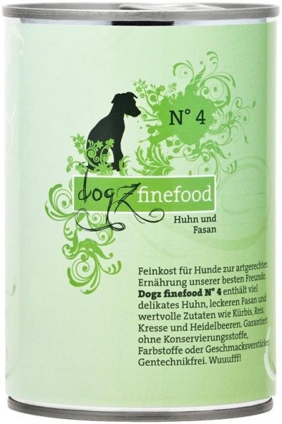 Dogz finefood Dose No. 4 Huhn & Fasan 400g