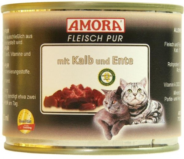 *** AMORA Fleisch Pur mit Kalb & Ente - 200g Dose [*** AUSLAUFARTIKEL]