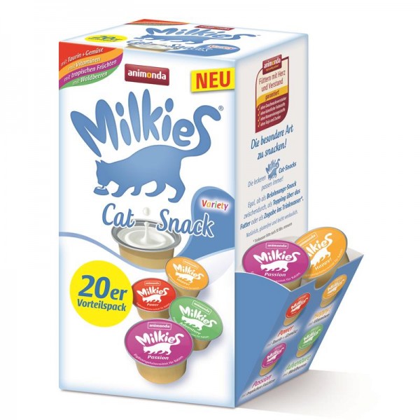 Animonda Cat-Snack Milkies Variety - 20 x 15g Portions-Cup in Spenderbox