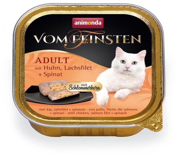 Animonda vom Feinsten mit Schlemmerkern mit Huhn, Lachsfilet & Spinat - 100g Schale