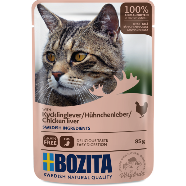 Bozita Häppchen in Gelee mit Hühnchenleber 85g Pouch-Beutel