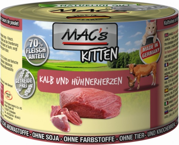 MACs Cat Kitten Kalb & Hühnerherzen - 200g Dose