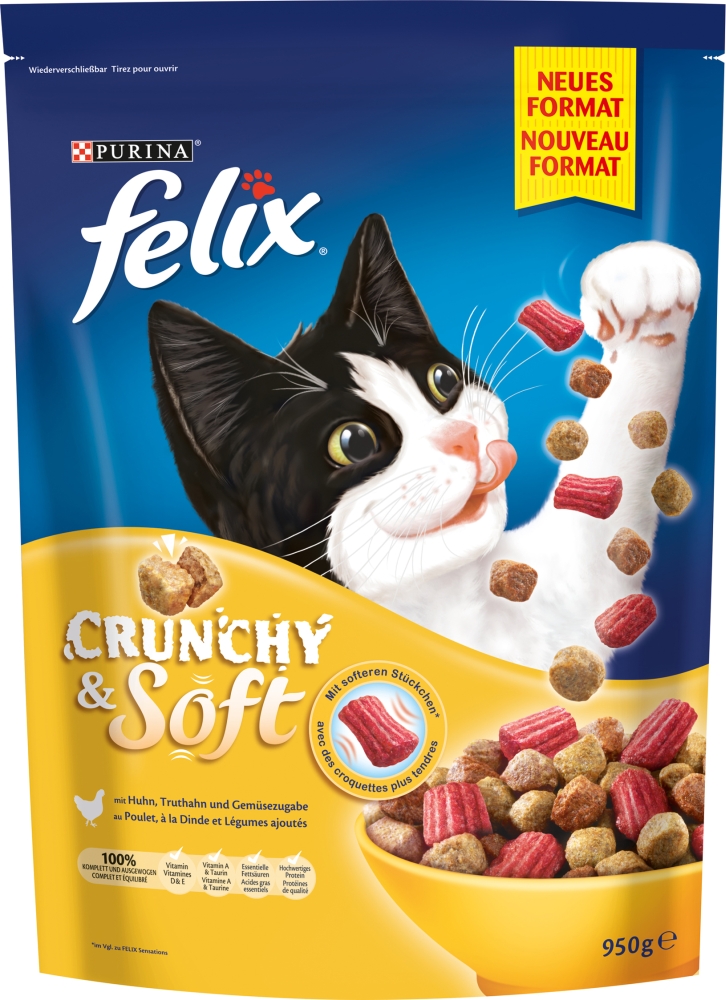 Felix Crunchy & Soft Geflgel 950g | Trockenfutter |  Katze |  Futterbutze.de