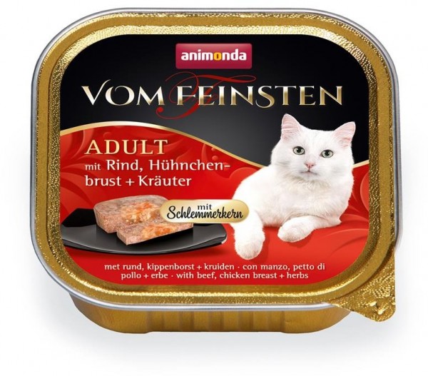 Animonda vom Feinsten mit Schlemmerkern mit Rind, Hühnchenbrust & Kräutern - 100g Schale