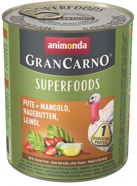 Animonda GranCarno Dog - Dose Adult Superfood Pute & Mangold 800g
