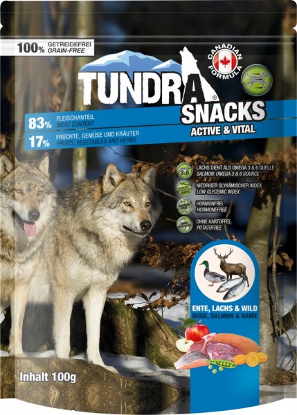 Tundra Dog Snacks Active + Vital Ente - 100g Frischebeutel