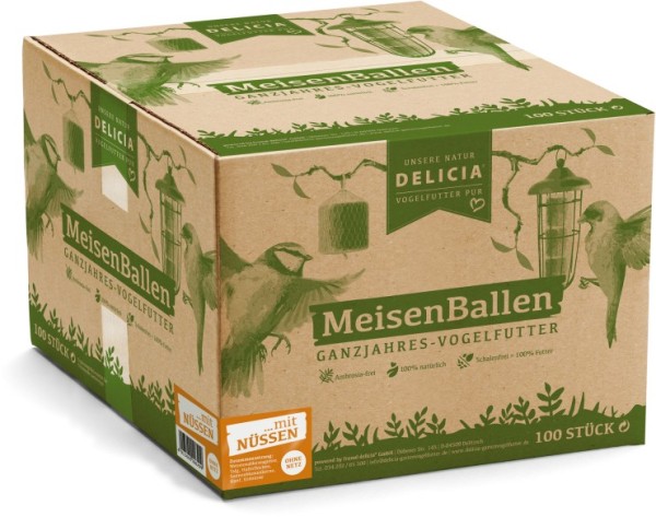 DELICIA Meisen Ballen Öko Pack mit Nüssen - ohne Netz - 100 Stück