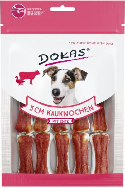 Dokas Hunde Snack 5 cm Kauknochen mit Ente 12 Stück