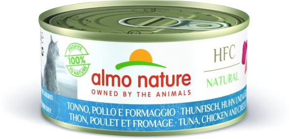 Almo Nature Katze Natural - Thunfisch, Huhn & Käse - 150g Dose