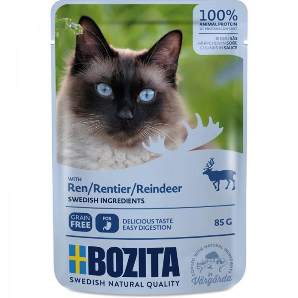 Bozita Katze Pouch Häppchen in Soße mit Rentier 85g