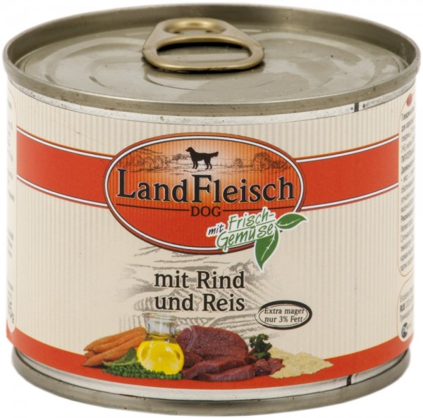 LandFleisch Dog mit Rind & Reis, 195g Dose