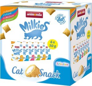 Animonda Cat-Snack Milkies Knusperkissen - 6 x 30g Frischebeutel im Multipack