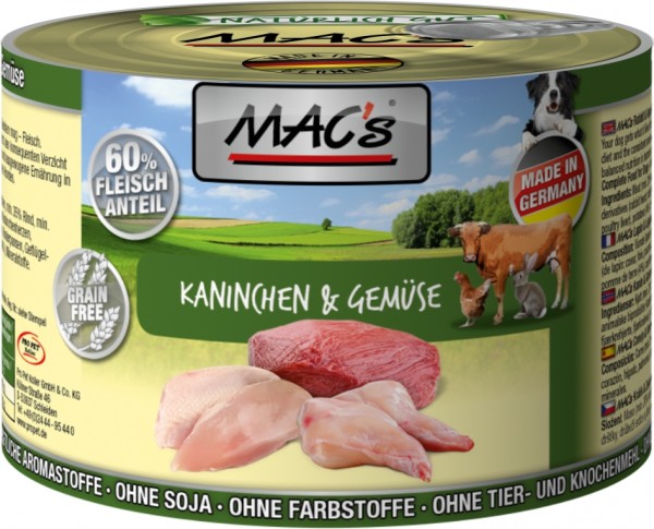 MACs Dog Kaninchen & Gemüse - 200g Dose