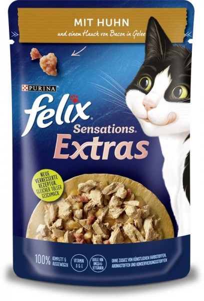 Felix Sensations Extras mit Huhn & Hauch von Bacon 85g