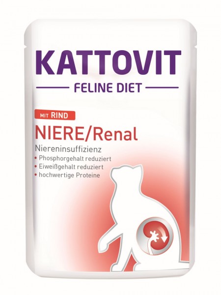 Kattovit Feline Diet Niere / Renal mit Rind 85g Frischebeutel