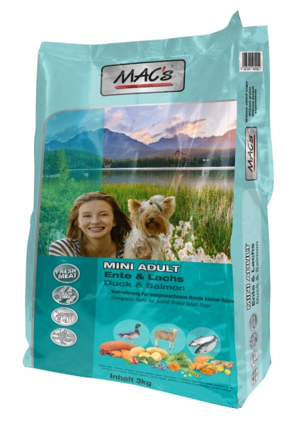 *** MACs Dog Mini Adult Ente, Lamm & Lachs - 3 kg Beutel [*** AUSLAUFARTIKEL]