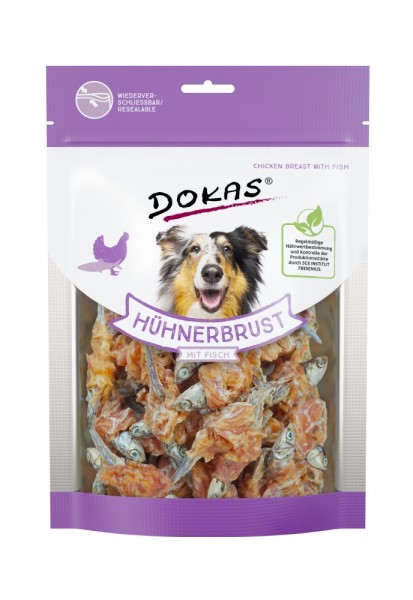 Dokas Hunde Snack Hühnerbrust mit Fisch 220 g