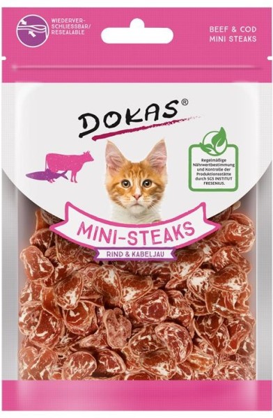 Dokas Katze Snack Ministeak Rind  & Kabeljau 25g