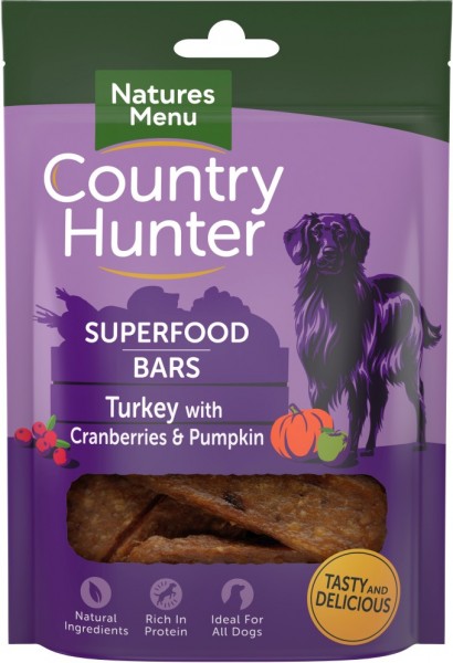 Country Hunter Dog Snack Superfood Bars Pute mit Preiselb